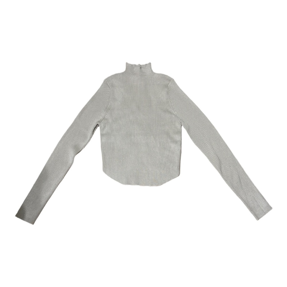 Zenana Outfitters Light Gray Ribbed Long Sleeve Top
